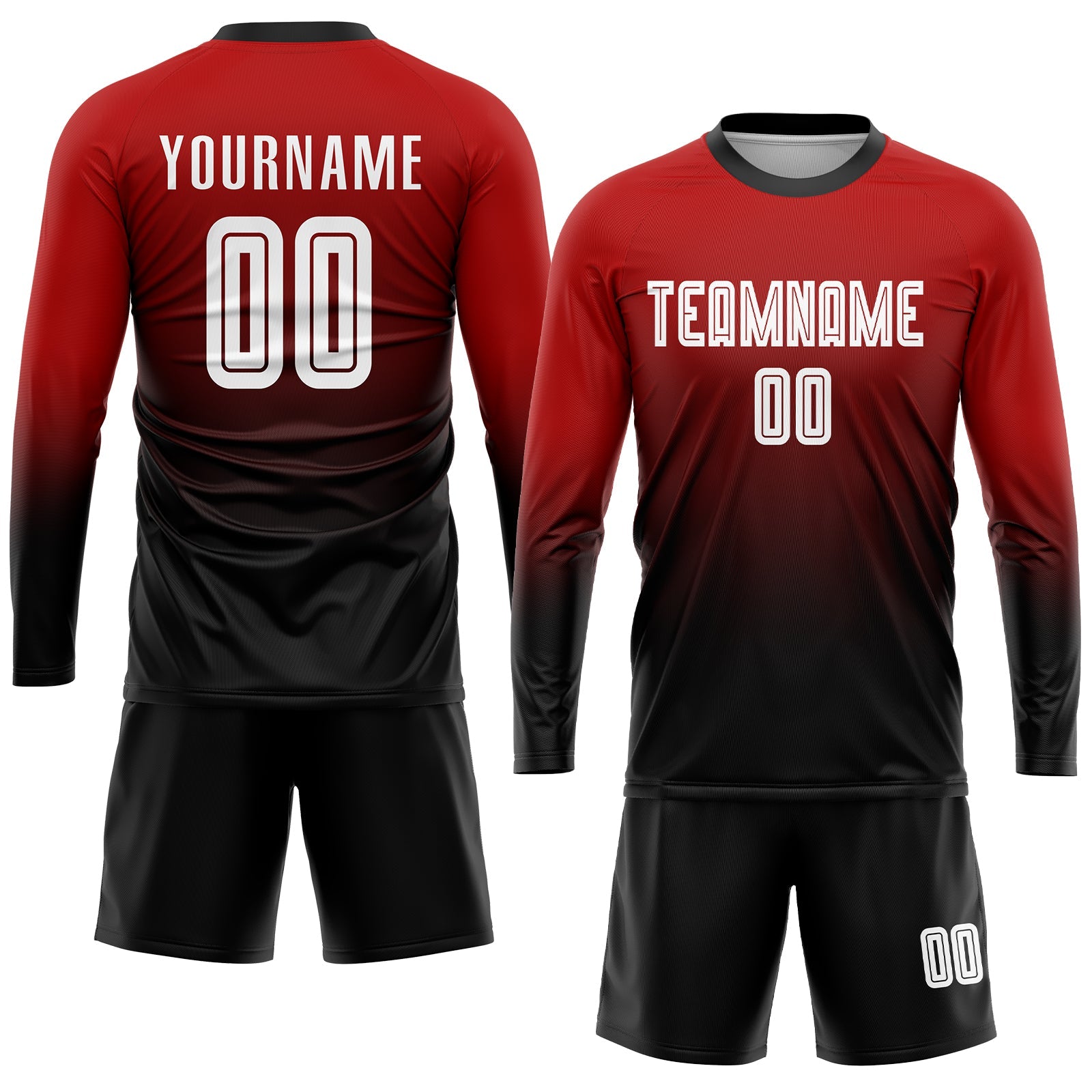 Custom Red White-Black Sublimation Fade Fashion Soccer Uniform Jersey - Sky-Custom