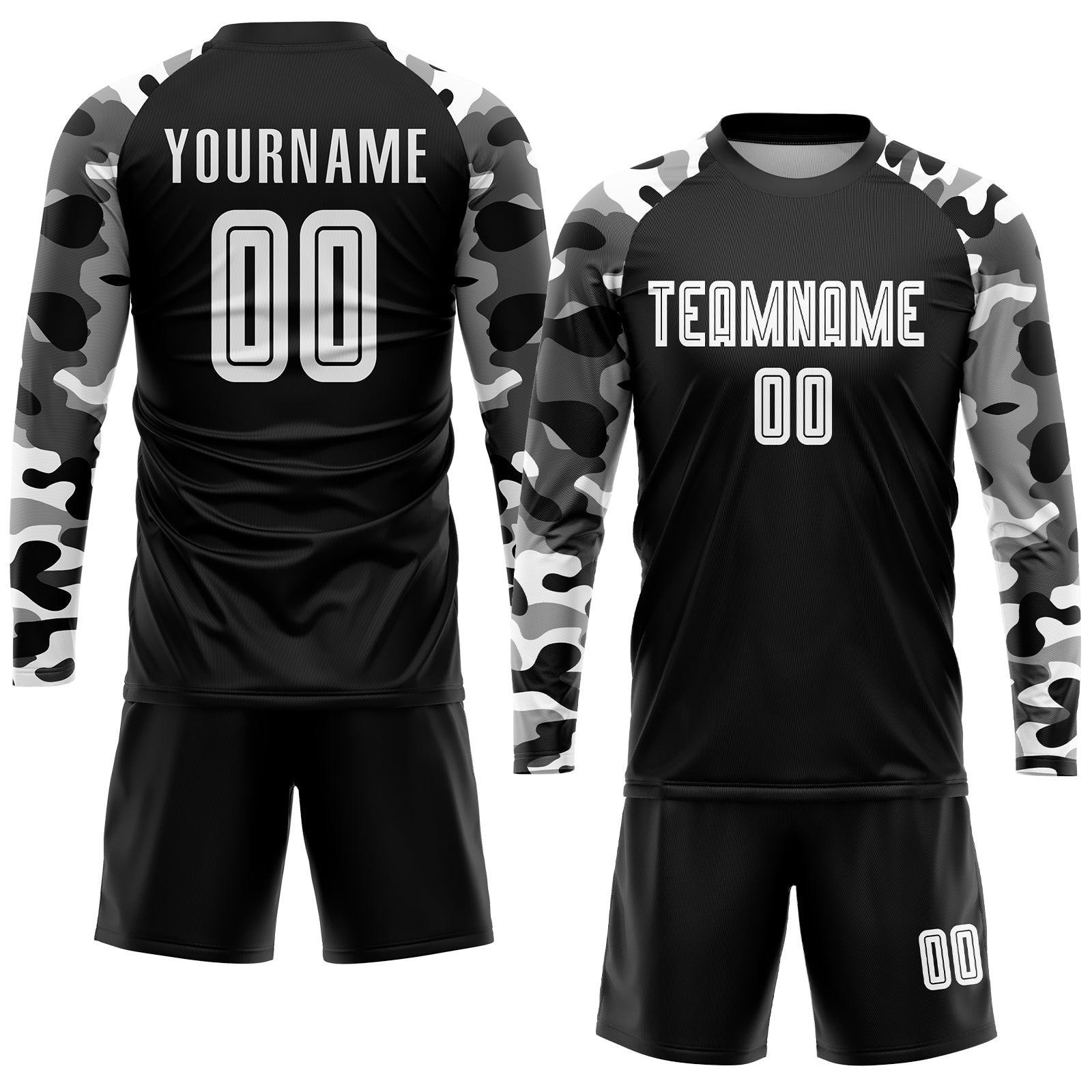 Custom Black White-Camo Sublimation Soccer Uniform Jersey - Sky-Custom