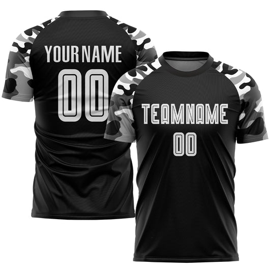 Custom Black White-Camo Sublimation Soccer Uniform Jersey - Sky-Custom
