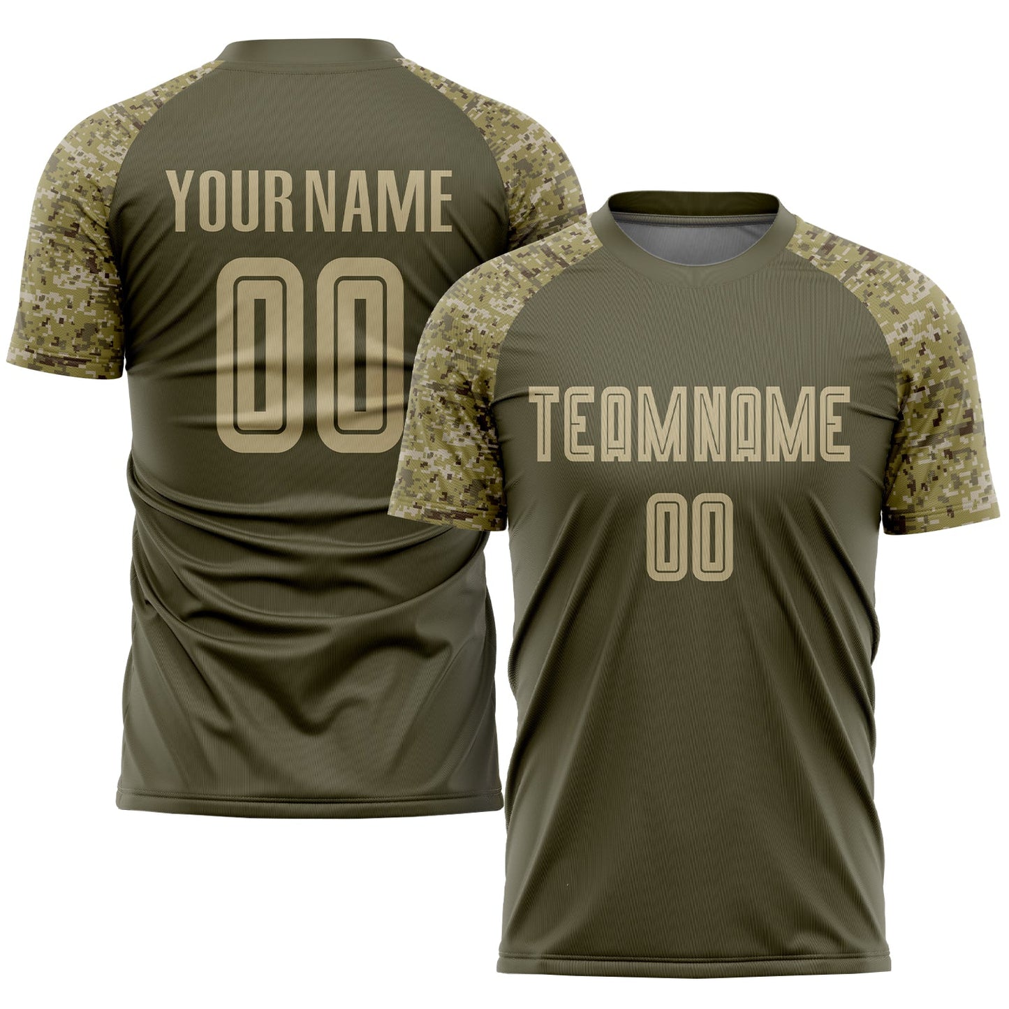 Custom Olive Vegas Gold-Camo Sublimation Salute To Service Soccer Uniform Jersey - Sky-Custom