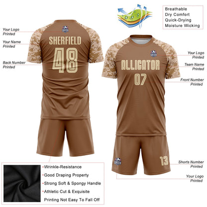 Custom Brown Cream-Camo Sublimation Soccer Uniform Jersey - Sky-Custom