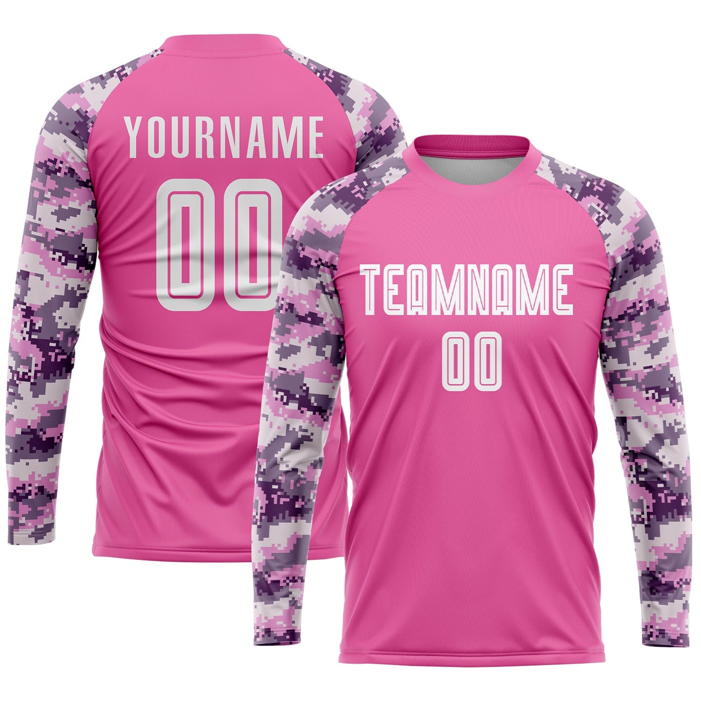 Custom Pink White-Camo Sublimation Soccer Uniform Jersey - Sky-Custom