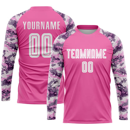 Custom Pink White-Camo Sublimation Soccer Uniform Jersey - Sky-Custom