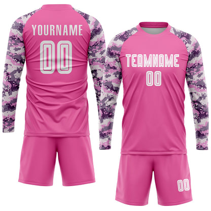 Custom Pink White-Camo Sublimation Soccer Uniform Jersey - Sky-Custom
