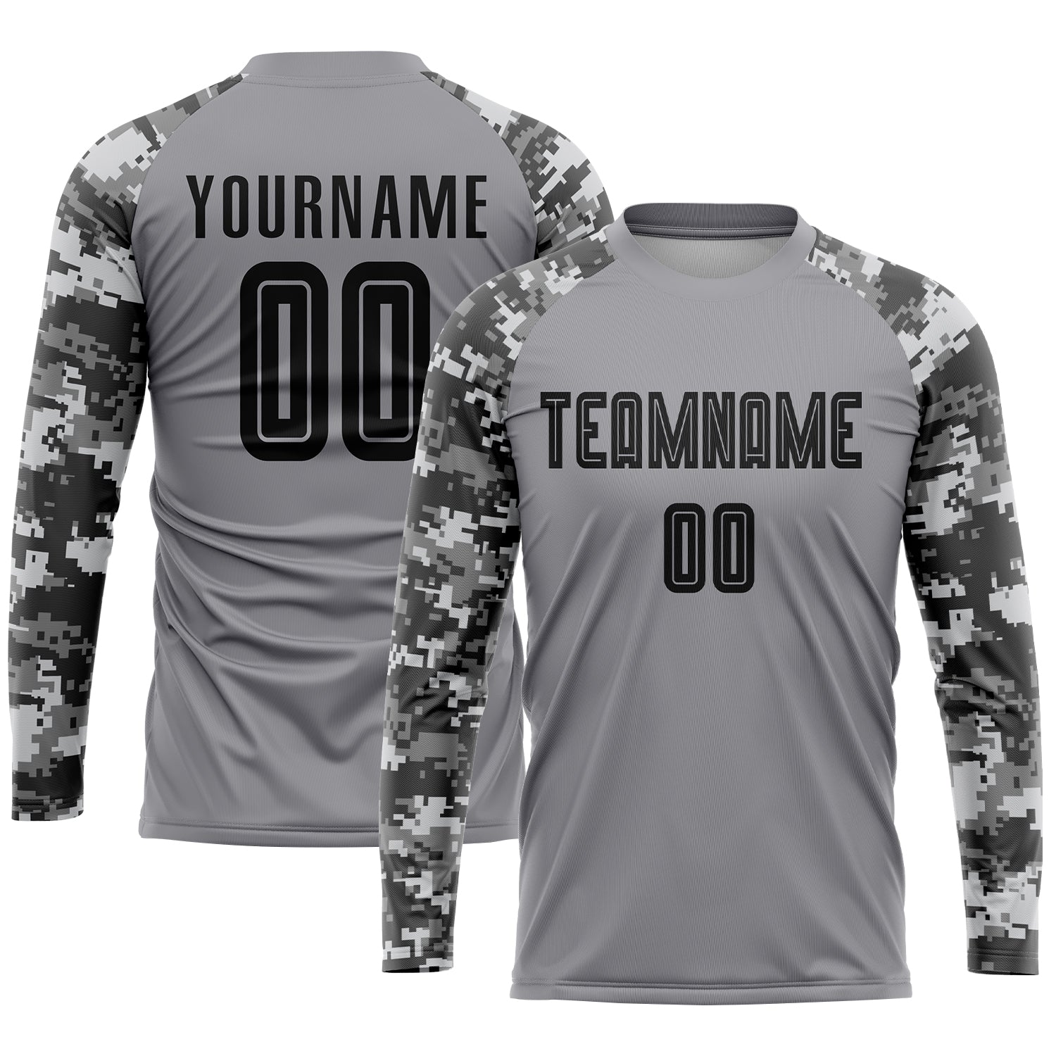 Custom Gray Black-Camo Sublimation Soccer Uniform Jersey - Sky-Custom
