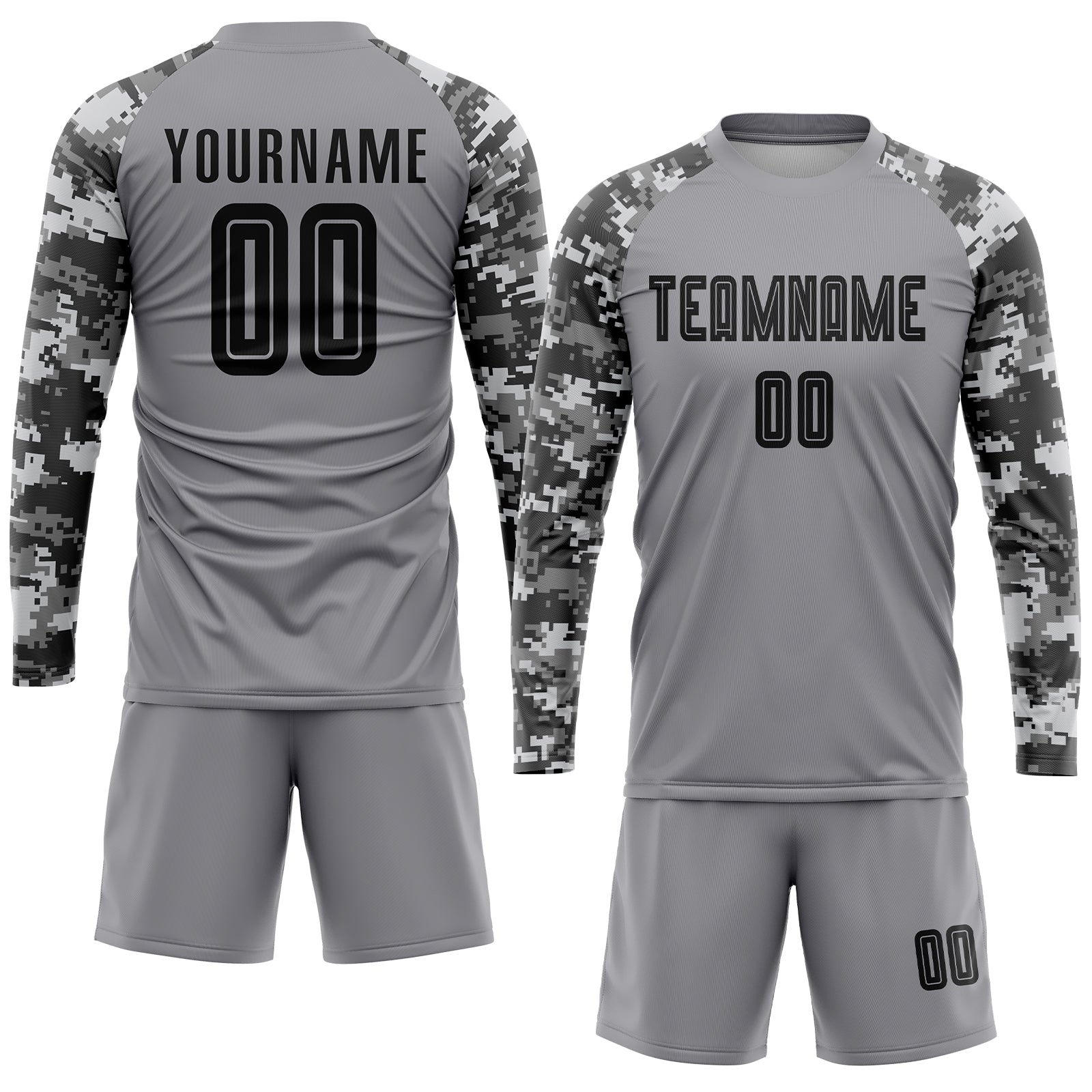 Custom Gray Black-Camo Sublimation Soccer Uniform Jersey - Sky-Custom