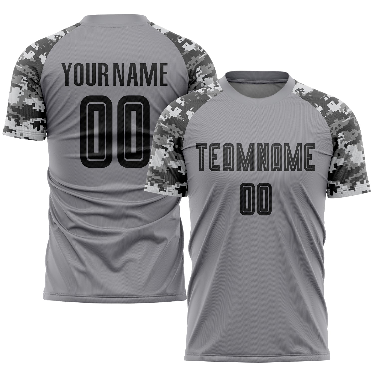 Custom Gray Black-Camo Sublimation Soccer Uniform Jersey - Sky-Custom