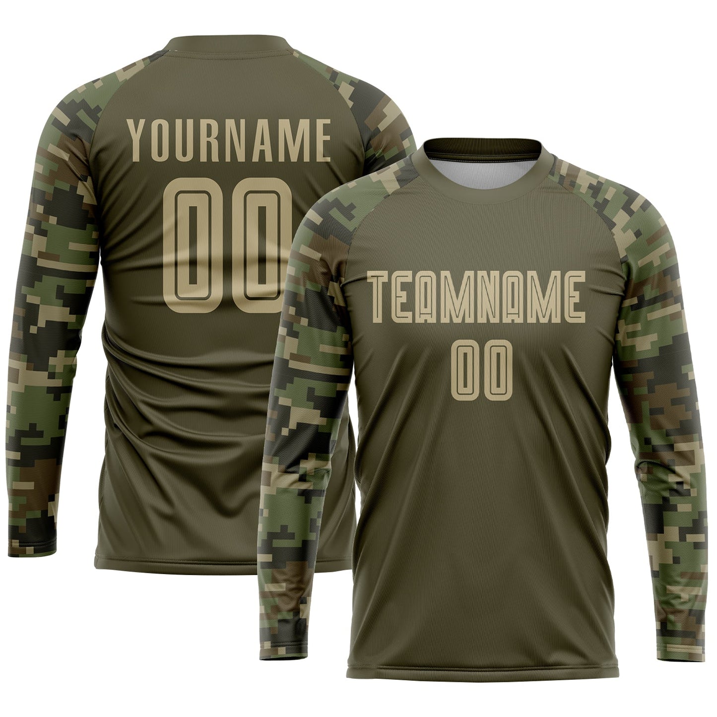 Custom Olive Vegas Gold-Camo Sublimation Salute To Service Soccer Uniform Jersey - Sky-Custom