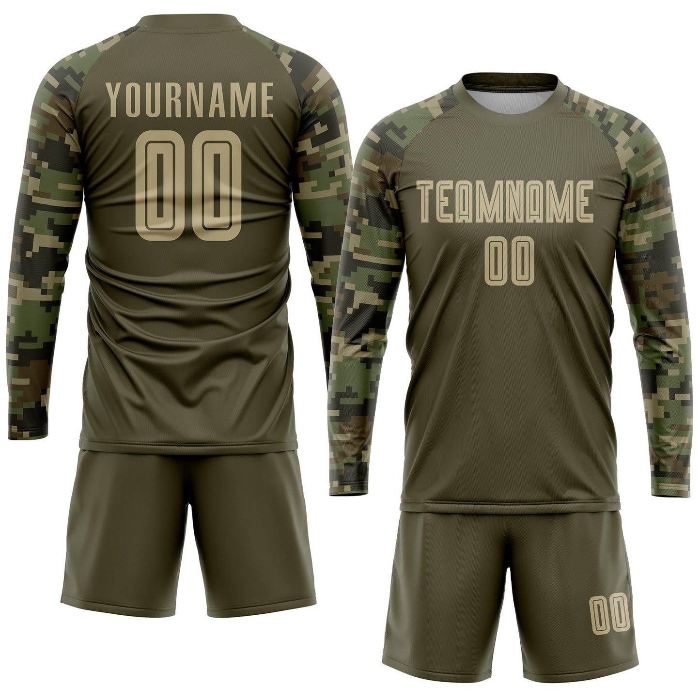 Custom Olive Vegas Gold-Camo Sublimation Salute To Service Soccer Uniform Jersey - Sky-Custom