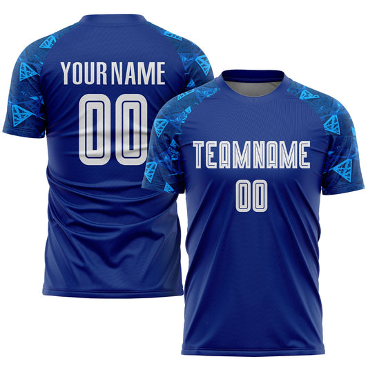 Custom Royal White Sublimation Soccer Uniform Jersey - Sky-Custom