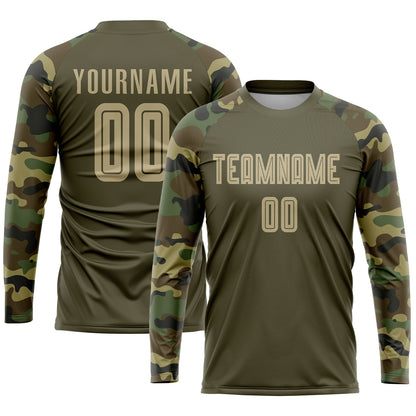 Custom Olive Vegas Gold-Camo Sublimation Salute To Service Soccer Uniform Jersey - Sky-Custom