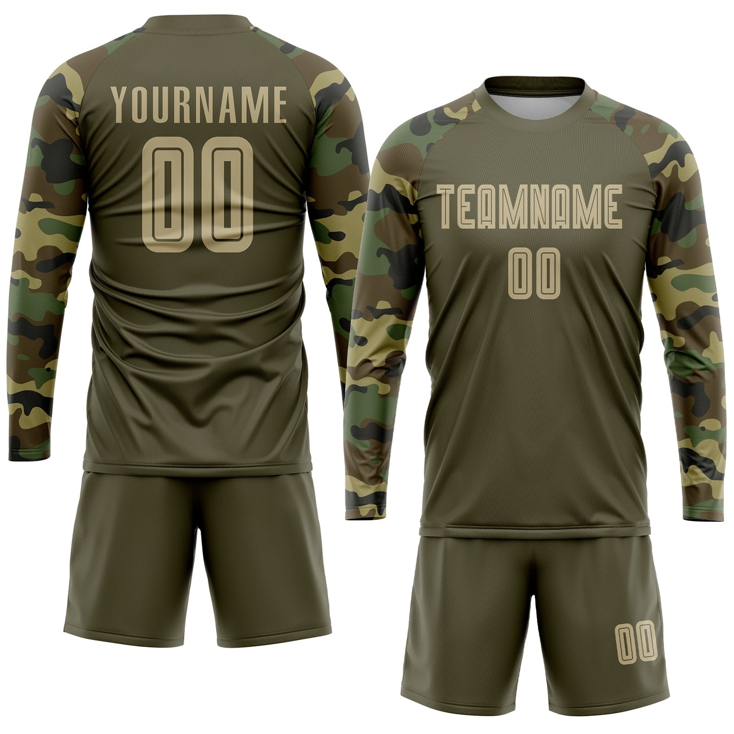 Custom Olive Vegas Gold-Camo Sublimation Salute To Service Soccer Uniform Jersey - Sky-Custom