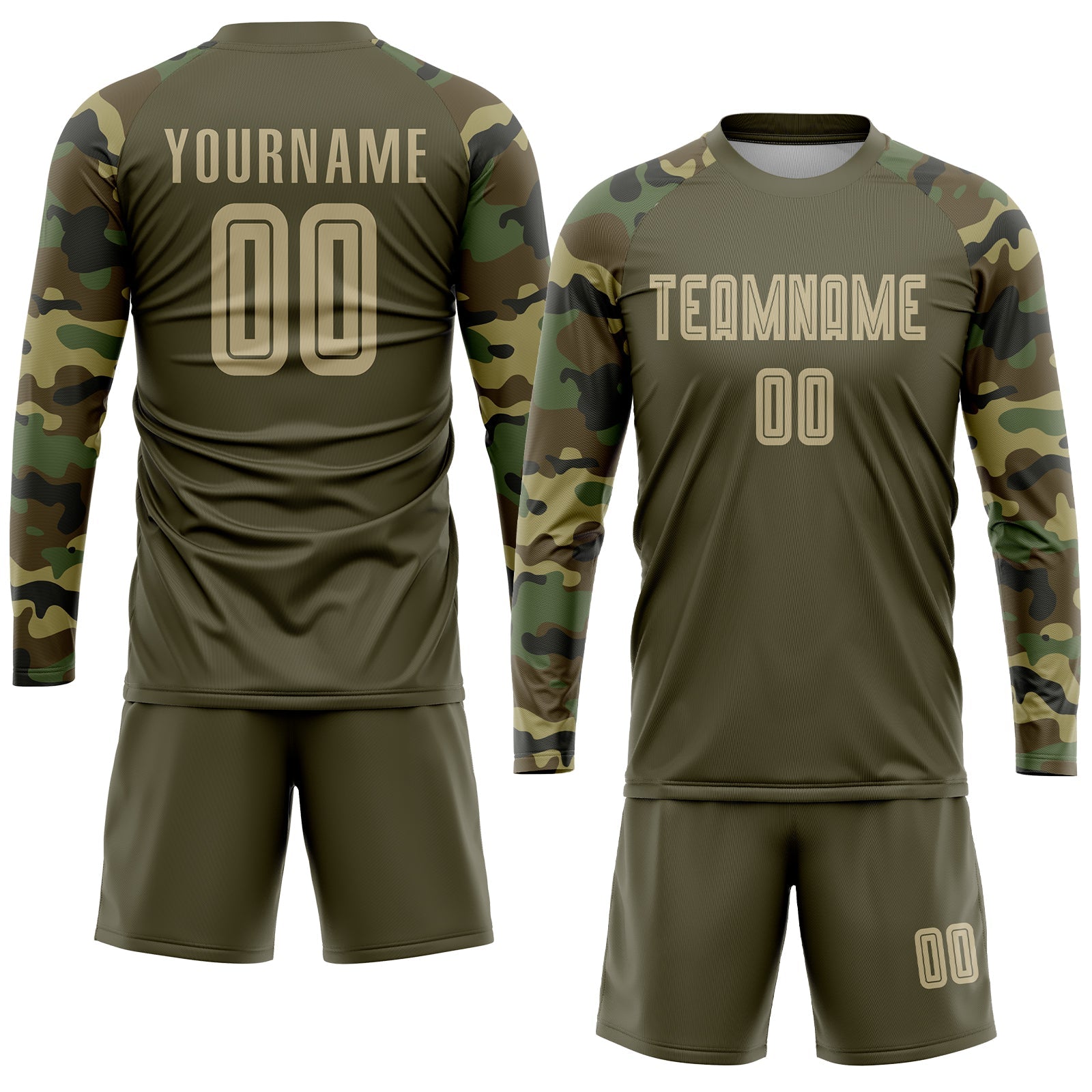 Custom Olive Vegas Gold-Camo Sublimation Salute To Service Soccer Uniform Jersey - Sky-Custom