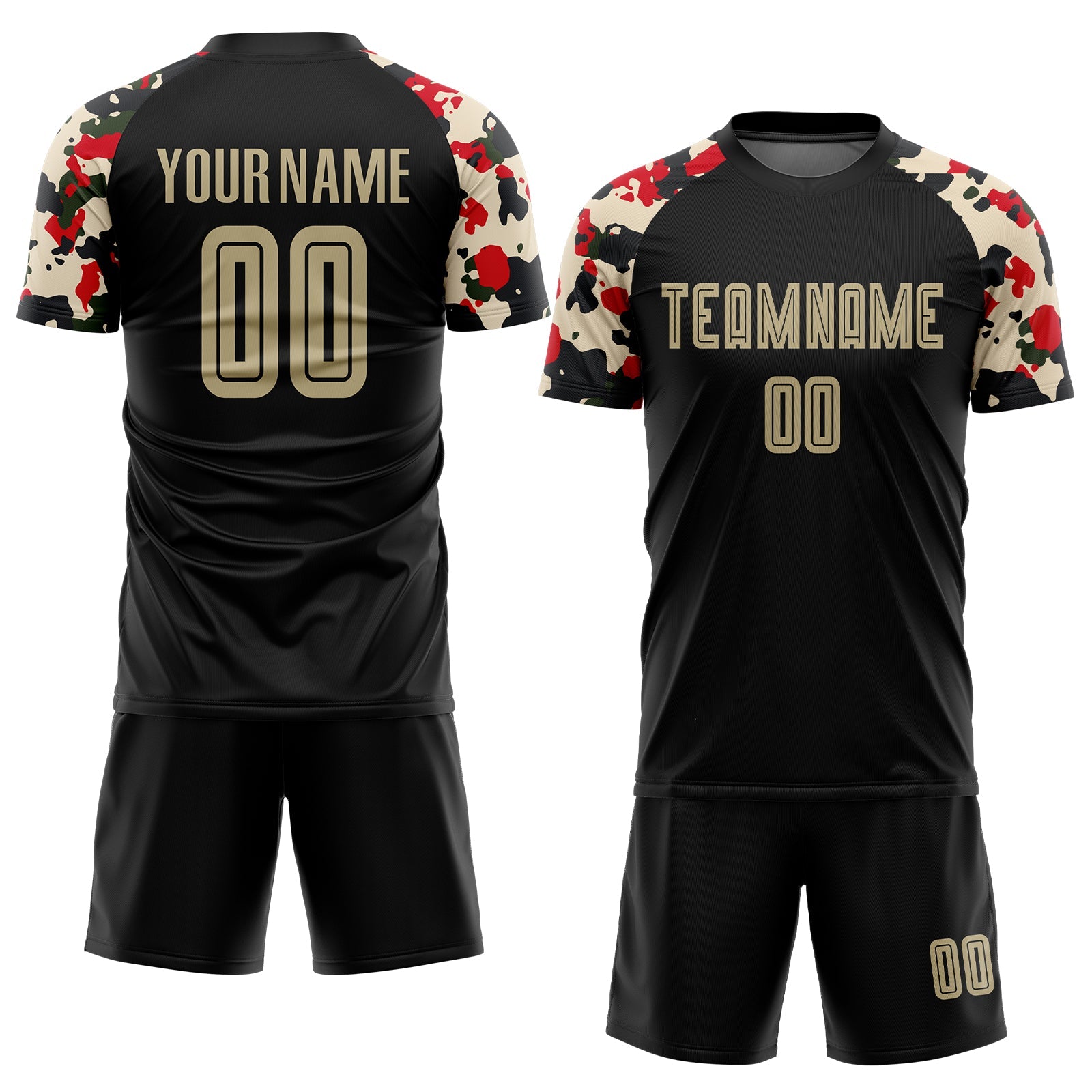 Custom Black Vegas Gold-Camo Sublimation Soccer Uniform Jersey - Sky-Custom