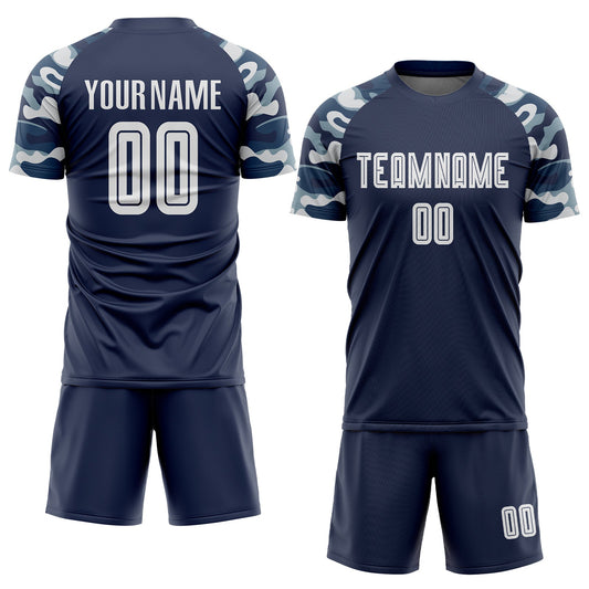 Custom Navy White-Camo Sublimation Soccer Uniform Jersey - Sky-Custom