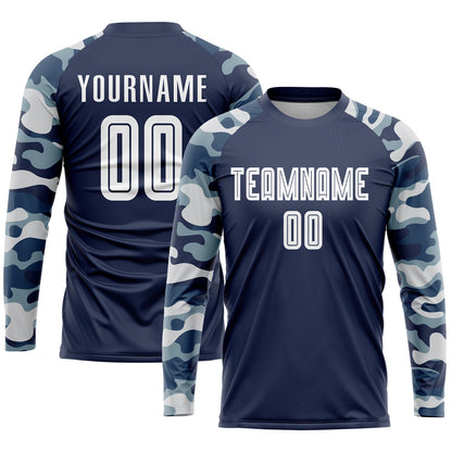 Custom Navy White-Camo Sublimation Soccer Uniform Jersey - Sky-Custom