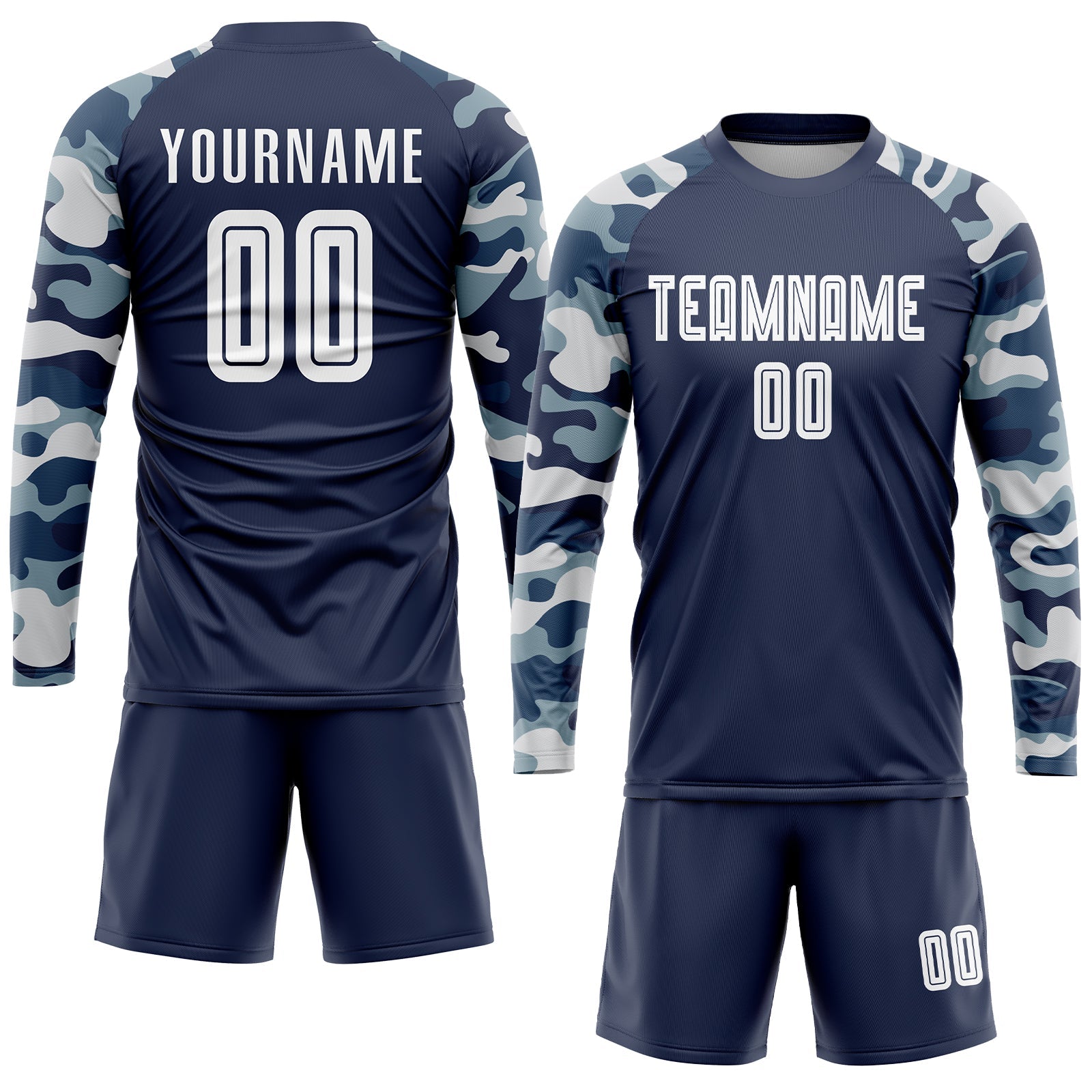 Custom Navy White-Camo Sublimation Soccer Uniform Jersey - Sky-Custom