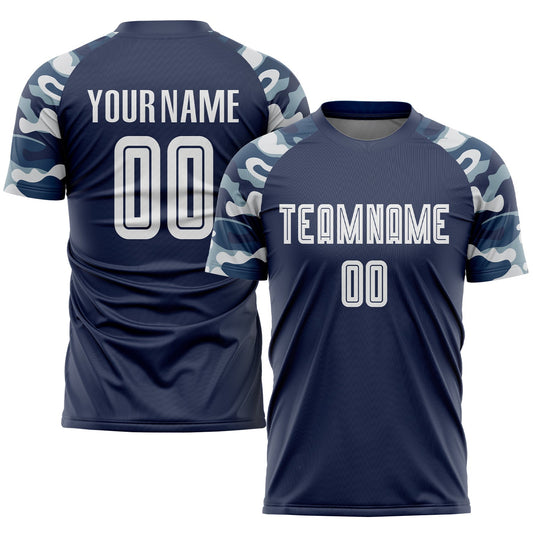 Custom Navy White-Camo Sublimation Soccer Uniform Jersey - Sky-Custom