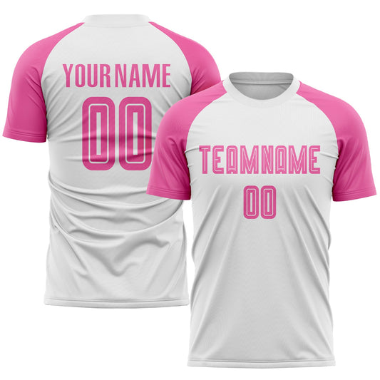 Custom White Pink Sublimation Soccer Uniform Jersey - Sky-Custom
