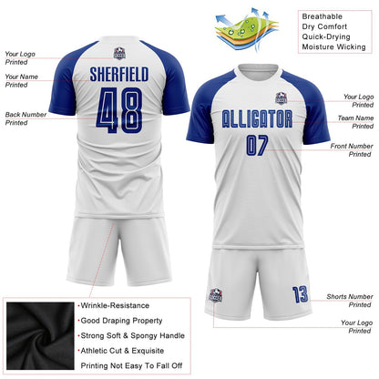 Custom White Royal Sublimation Soccer Uniform Jersey - Sky-Custom