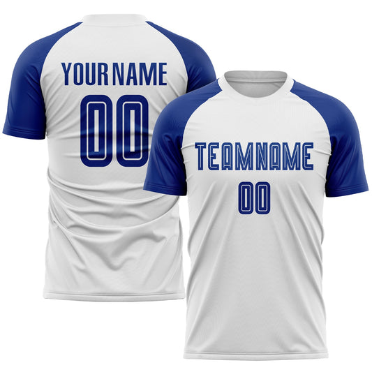 Custom White Royal Sublimation Soccer Uniform Jersey - Sky-Custom