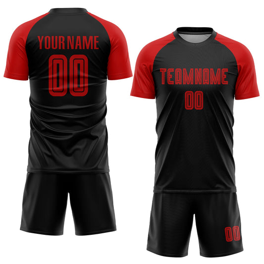 Custom Black Red Sublimation Soccer Uniform Jersey - Sky-Custom