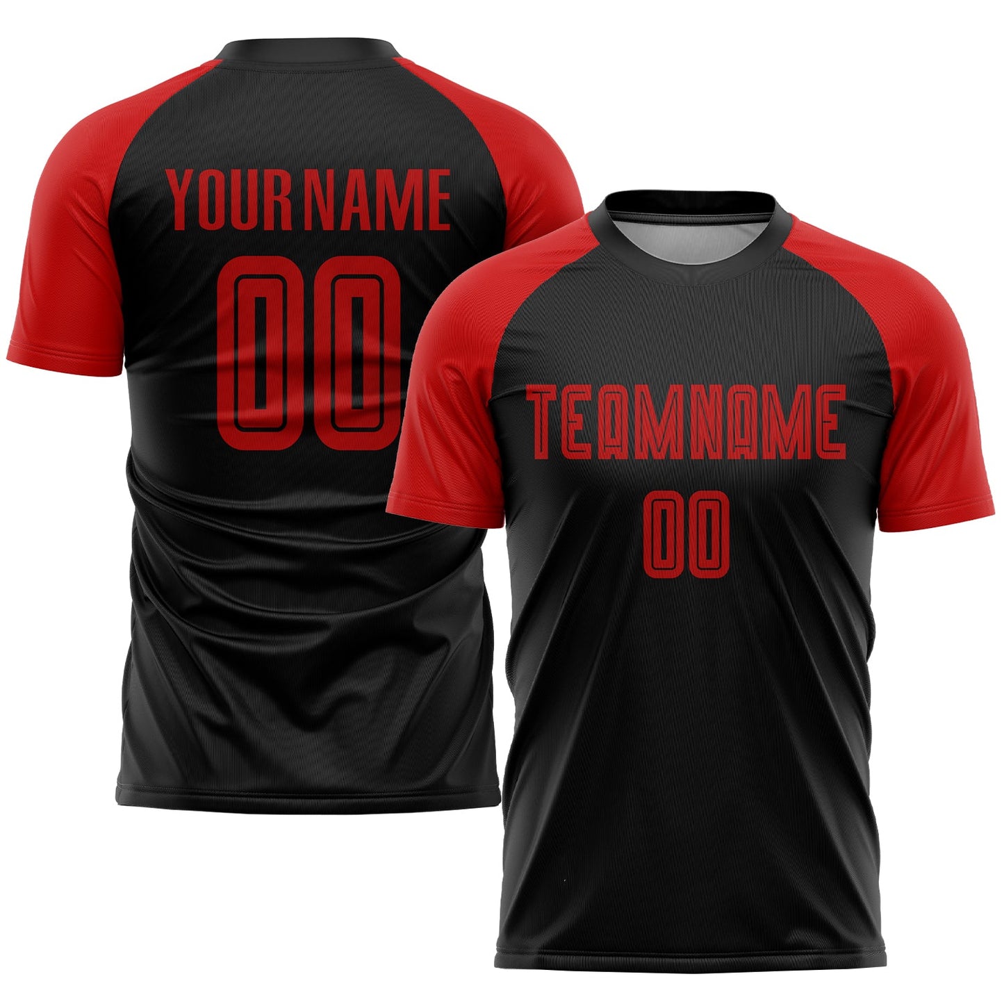 Custom Black Red Sublimation Soccer Uniform Jersey - Sky-Custom