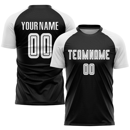 Custom Black White Sublimation Soccer Uniform Jersey - Sky-Custom