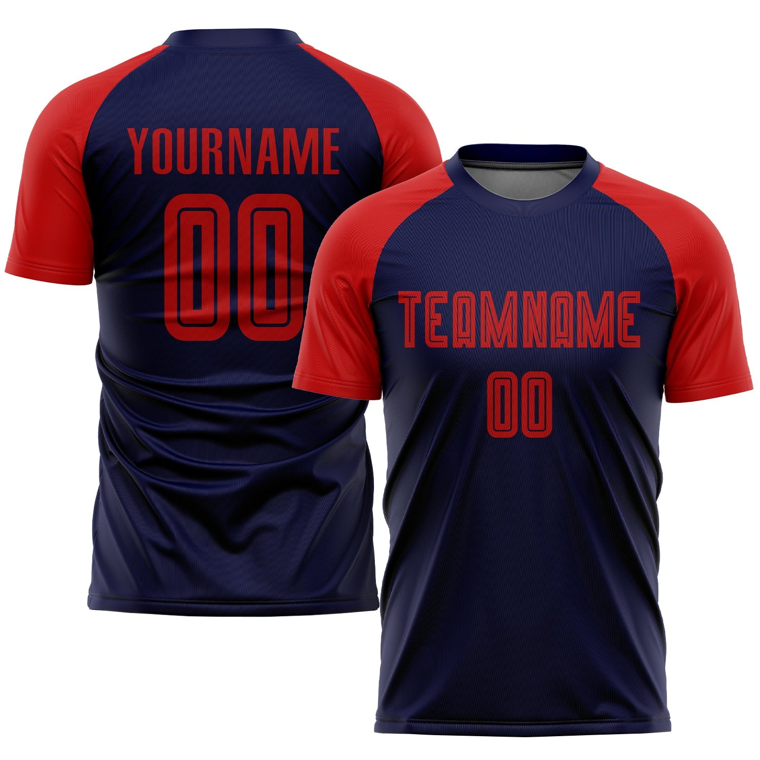 Custom Navy Red Sublimation Soccer Uniform Jersey - Sky-Custom