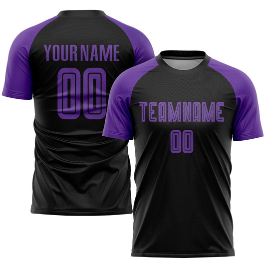 Custom Black Purple Sublimation Soccer Uniform Jersey - Sky-Custom