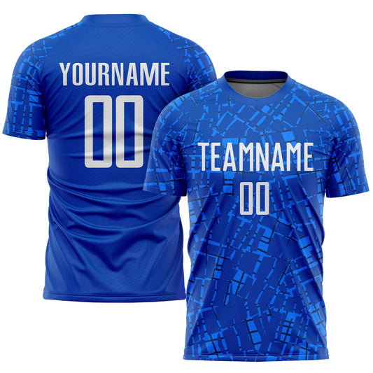 Custom Royal White Sublimation Soccer Uniform Jersey - Sky-Custom