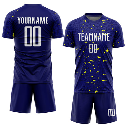Custom Navy White-Gold Sublimation Soccer Uniform Jersey - Sky-Custom