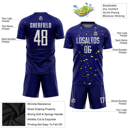Custom Navy White-Gold Sublimation Soccer Uniform Jersey - Sky-Custom