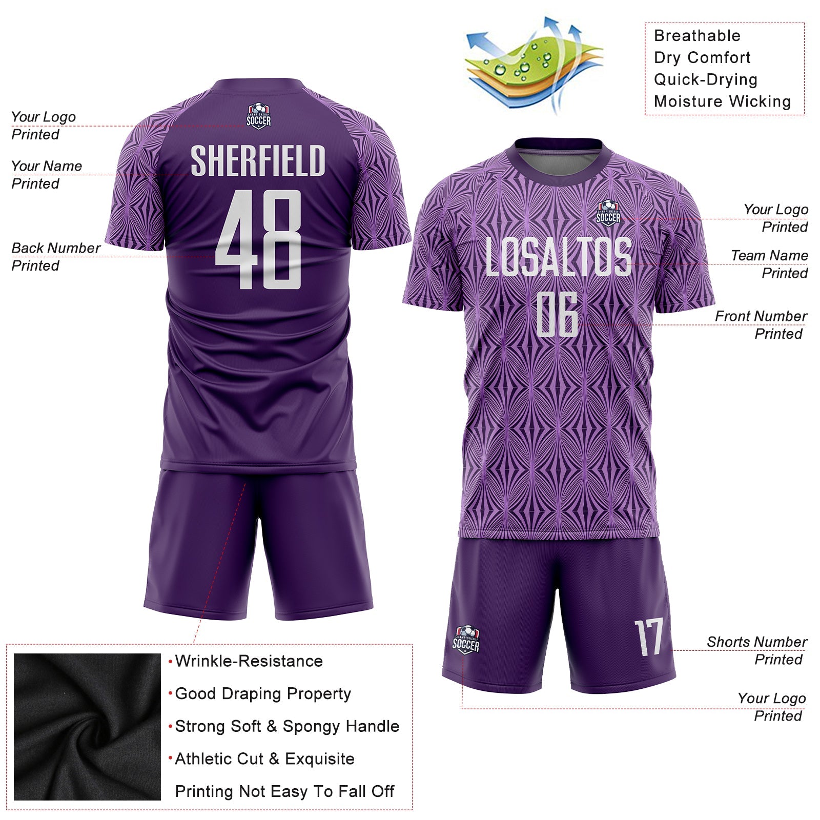 Custom Purple White Sublimation Soccer Uniform Jersey - Sky-Custom