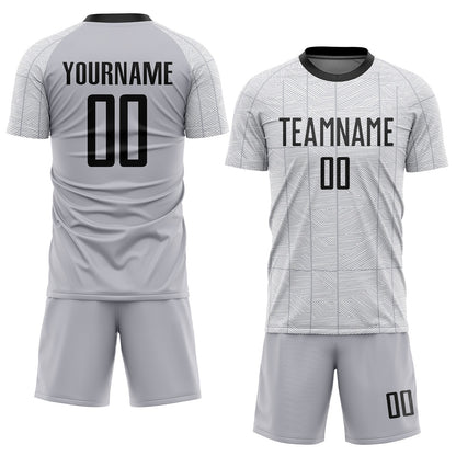 Custom Gray Black-White Sublimation Soccer Uniform Jersey - Sky-Custom