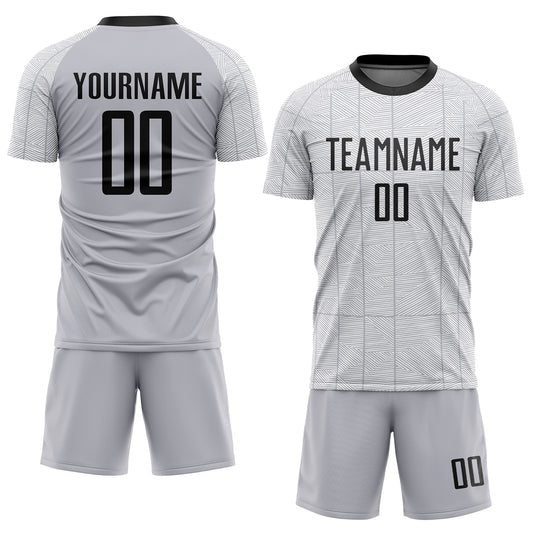 Custom Gray Black-White Sublimation Soccer Uniform Jersey - Sky-Custom