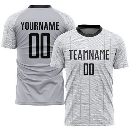 Custom Gray Black-White Sublimation Soccer Uniform Jersey - Sky-Custom