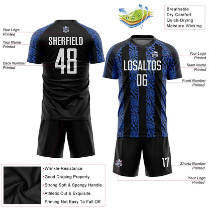 Custom Black White-Royal Sublimation Soccer Uniform Jersey - Sky-Custom