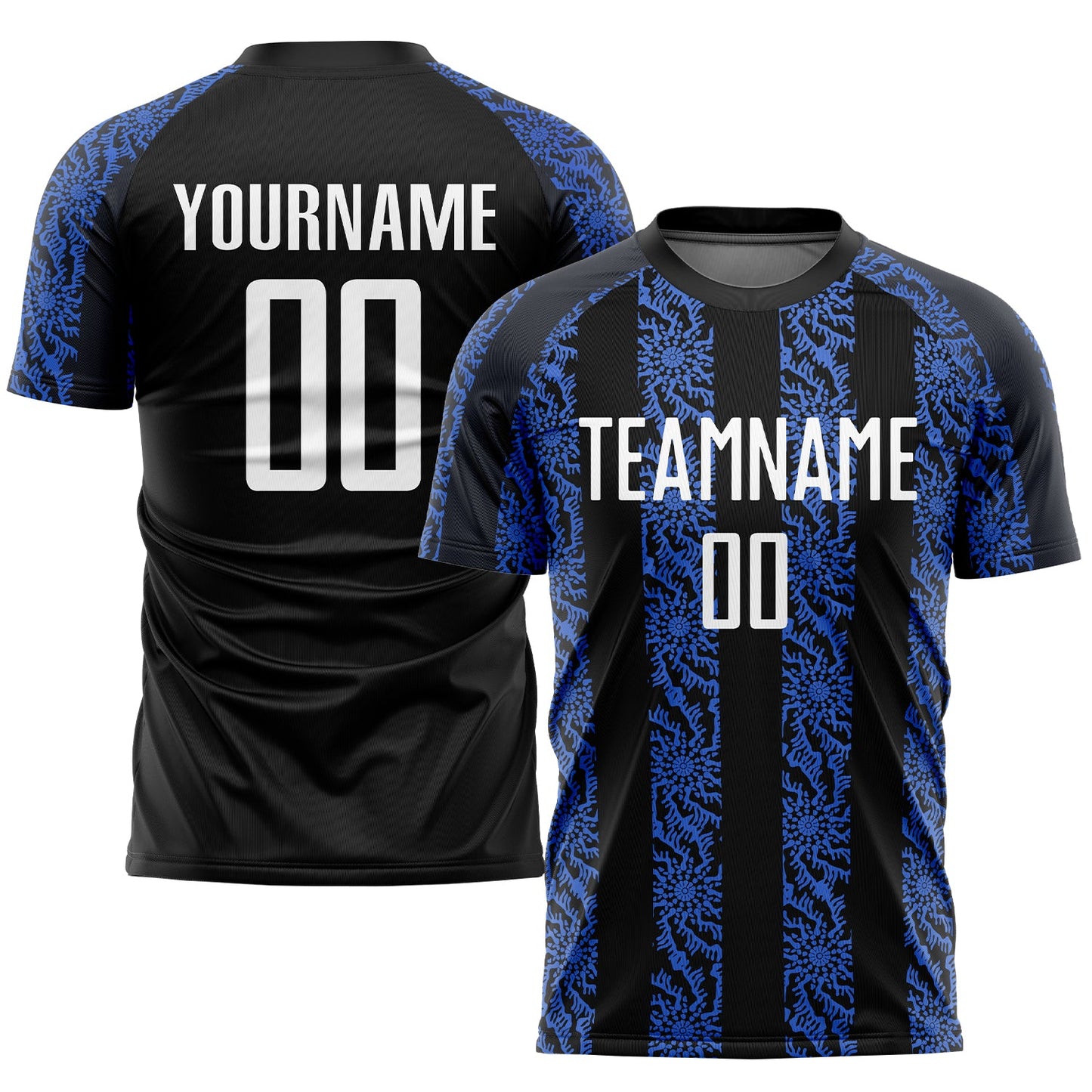Custom Black White-Royal Sublimation Soccer Uniform Jersey - Sky-Custom