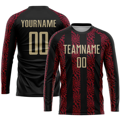 Custom Black Vegas Gold-Red Sublimation Soccer Uniform Jersey - Sky-Custom