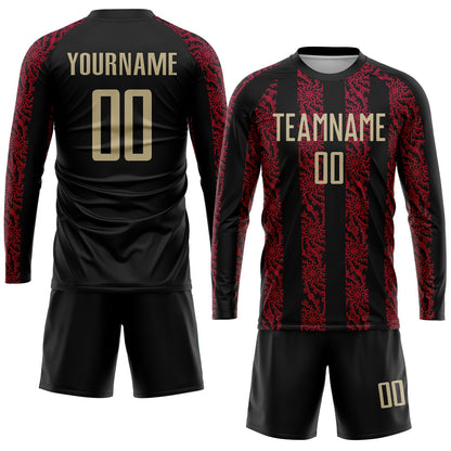 Custom Black Vegas Gold-Red Sublimation Soccer Uniform Jersey - Sky-Custom