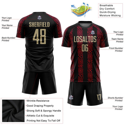 Custom Black Vegas Gold-Red Sublimation Soccer Uniform Jersey - Sky-Custom