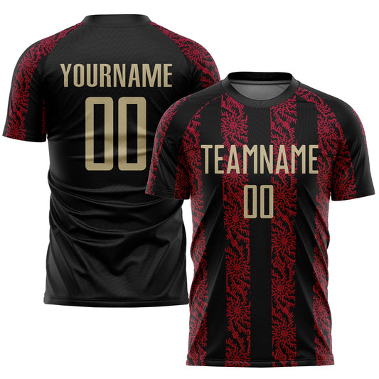 Custom Black Vegas Gold-Red Sublimation Soccer Uniform Jersey - Sky-Custom