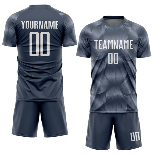 Custom Steel Gray White Sublimation Soccer Uniform Jersey - Sky-Custom