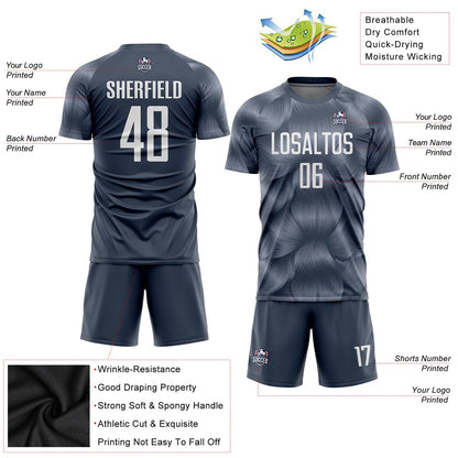 Custom Steel Gray White Sublimation Soccer Uniform Jersey - Sky-Custom