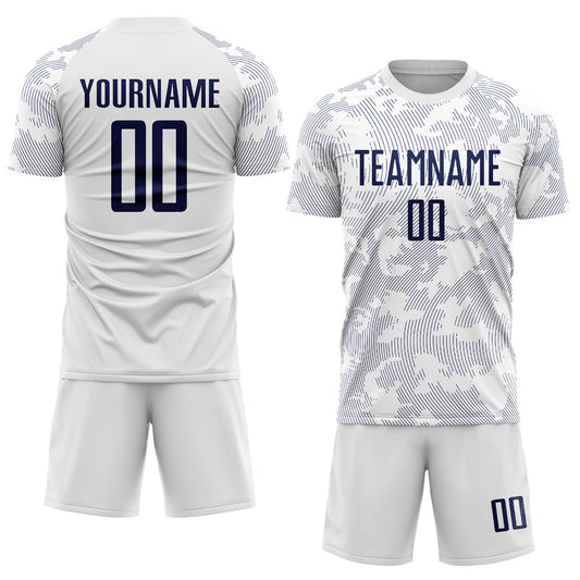 Custom White Navy Sublimation Soccer Uniform Jersey - Sky-Custom