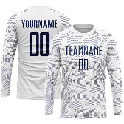 Custom White Navy Sublimation Soccer Uniform Jersey - Sky-Custom