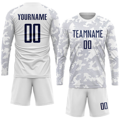 Custom White Navy Sublimation Soccer Uniform Jersey - Sky-Custom