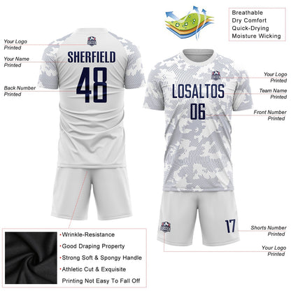 Custom White Navy Sublimation Soccer Uniform Jersey - Sky-Custom