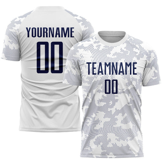 Custom White Navy Sublimation Soccer Uniform Jersey - Sky-Custom